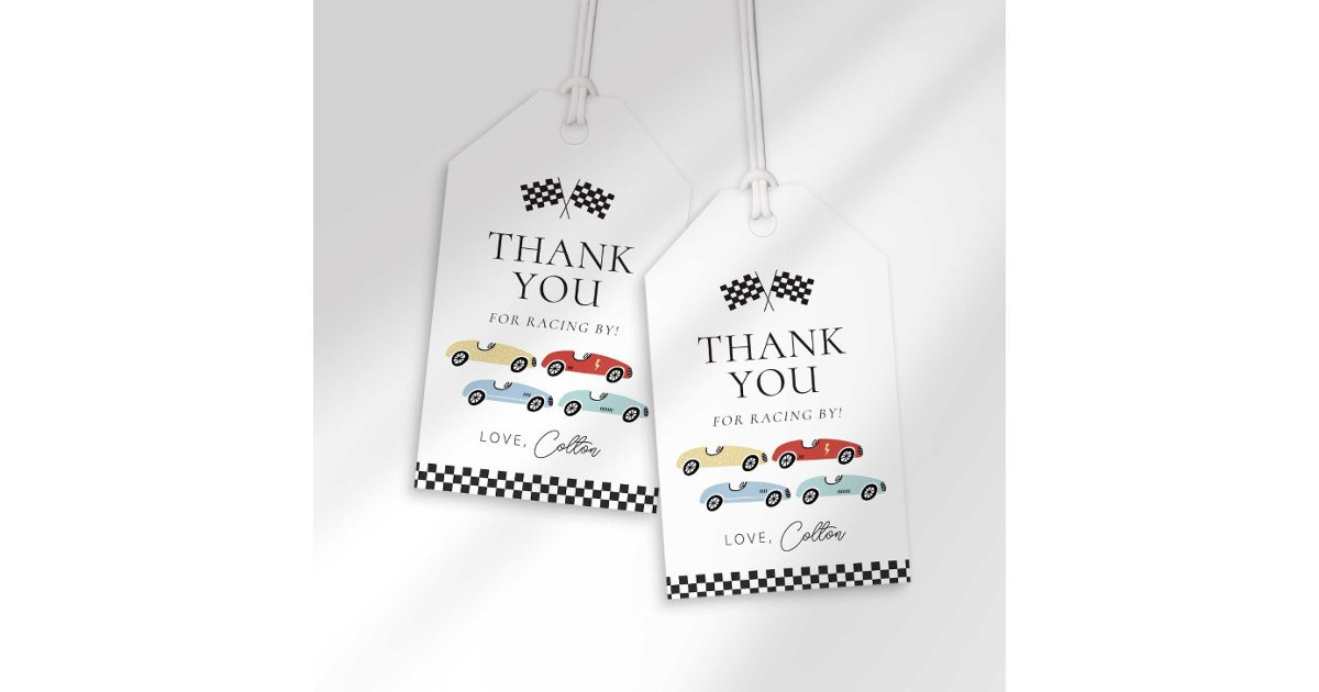 Race Car Birthday Favor Tags | Zazzle