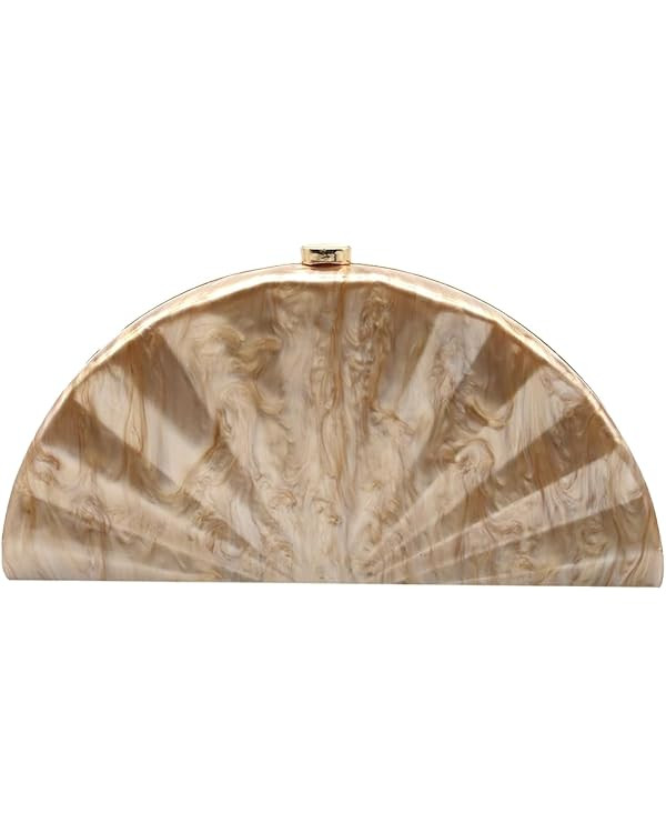 Women Fan Shell Acrylic Clutch Purse Marble Evening Bag Unique Handbag Cute Shell Clutch Wedding ... | Amazon (US)