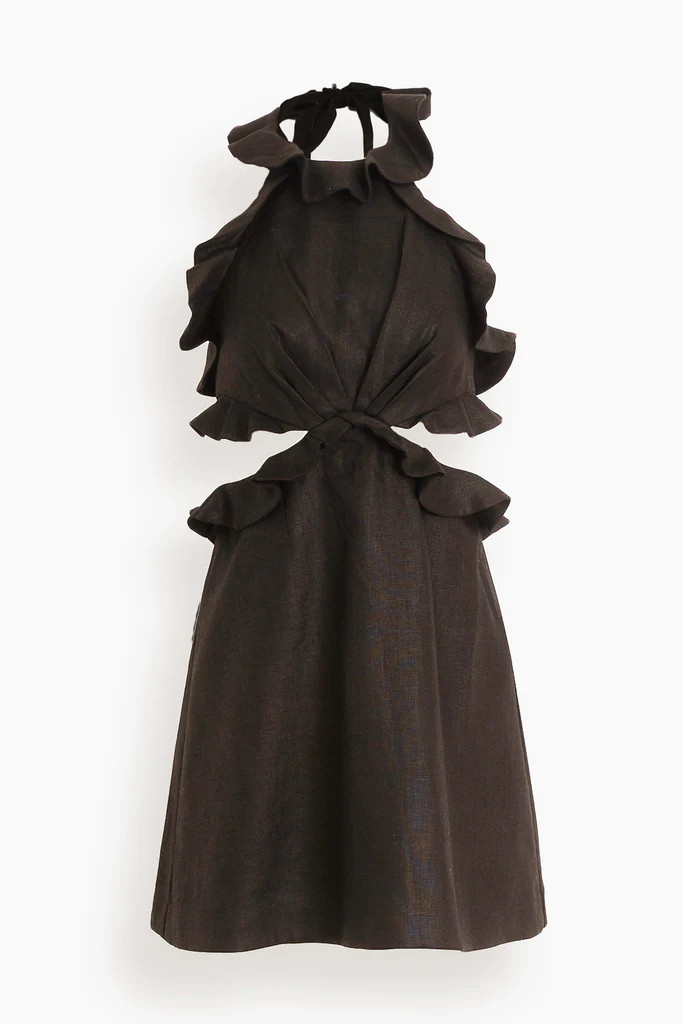Postcard Tie Back Mini Dress in Black | Hampden Clothing
