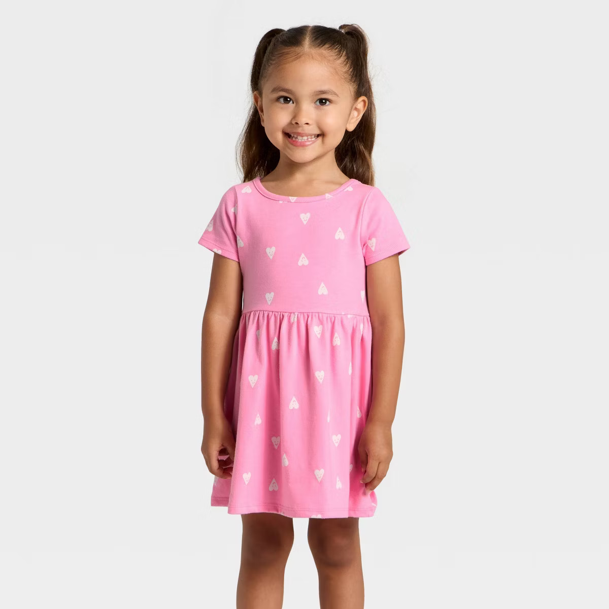 Toddler Girls' Short Sleeve Printed Dress - Cat & Jack™ Rose Pink | Target