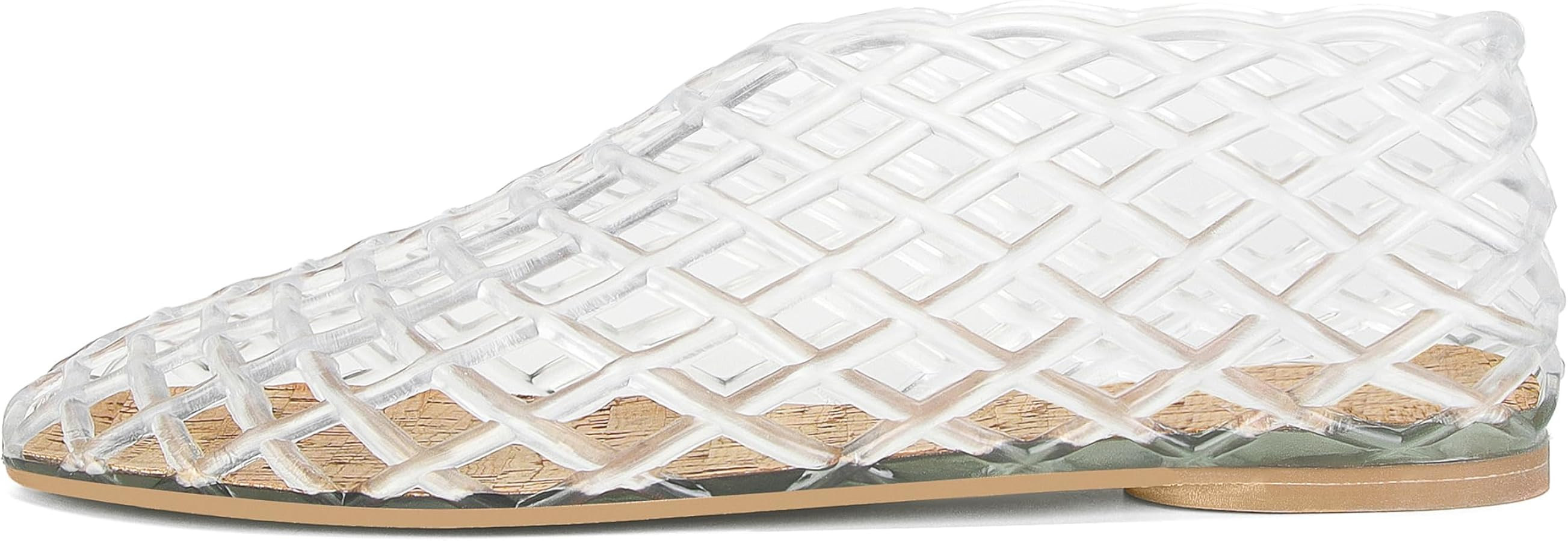 Jelly Mesh Ballet Flats for Women Fishnet PVC Clear Hollow Jellies Sandals Comfortable Beach Ball... | Amazon (US)