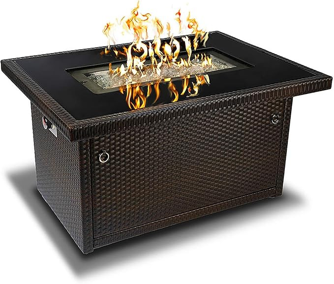 Outland Living Series 401 Brown 44-Inch Outdoor Propane Gas Fire Pit Table, Black Tempered Tablet... | Amazon (US)