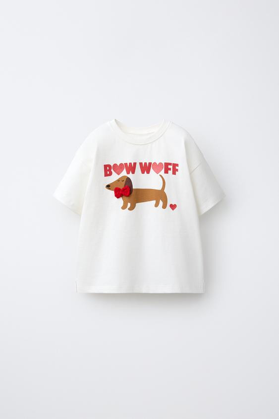 Zara - Puppy Print T-Shirt - White - 4 Years (40,9 Inches) - Kids | Zara US