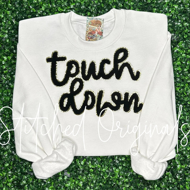 Touch Down BLACK Game Day Chenille Patch DIY Patch Iron on - Etsy | Etsy (US)