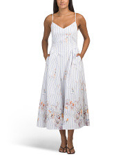V-Neck Midi Fully Lined Poplin Dress | Marshalls