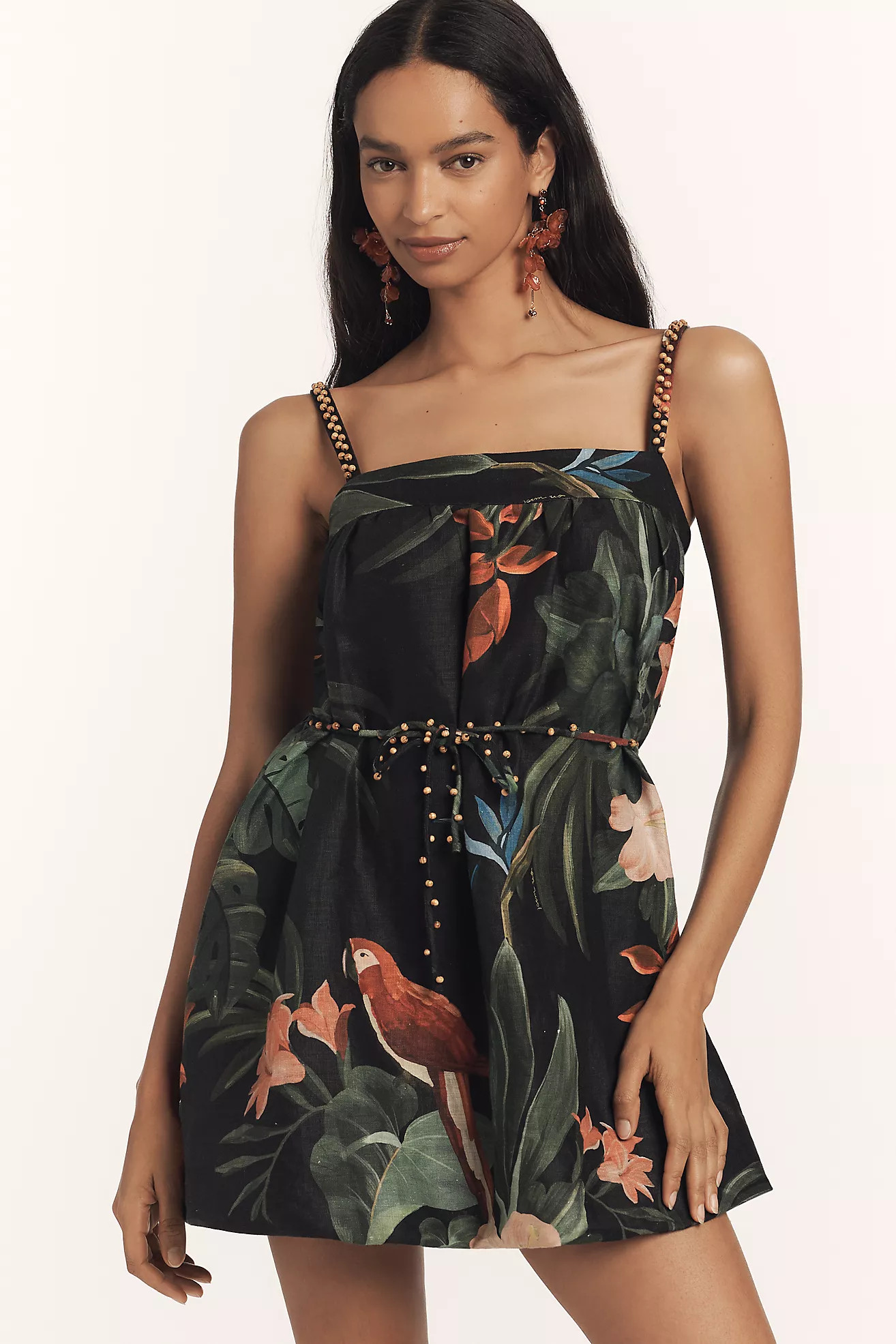 Farm Rio Macaw Linen Blend Mini Dress | Anthropologie (US)