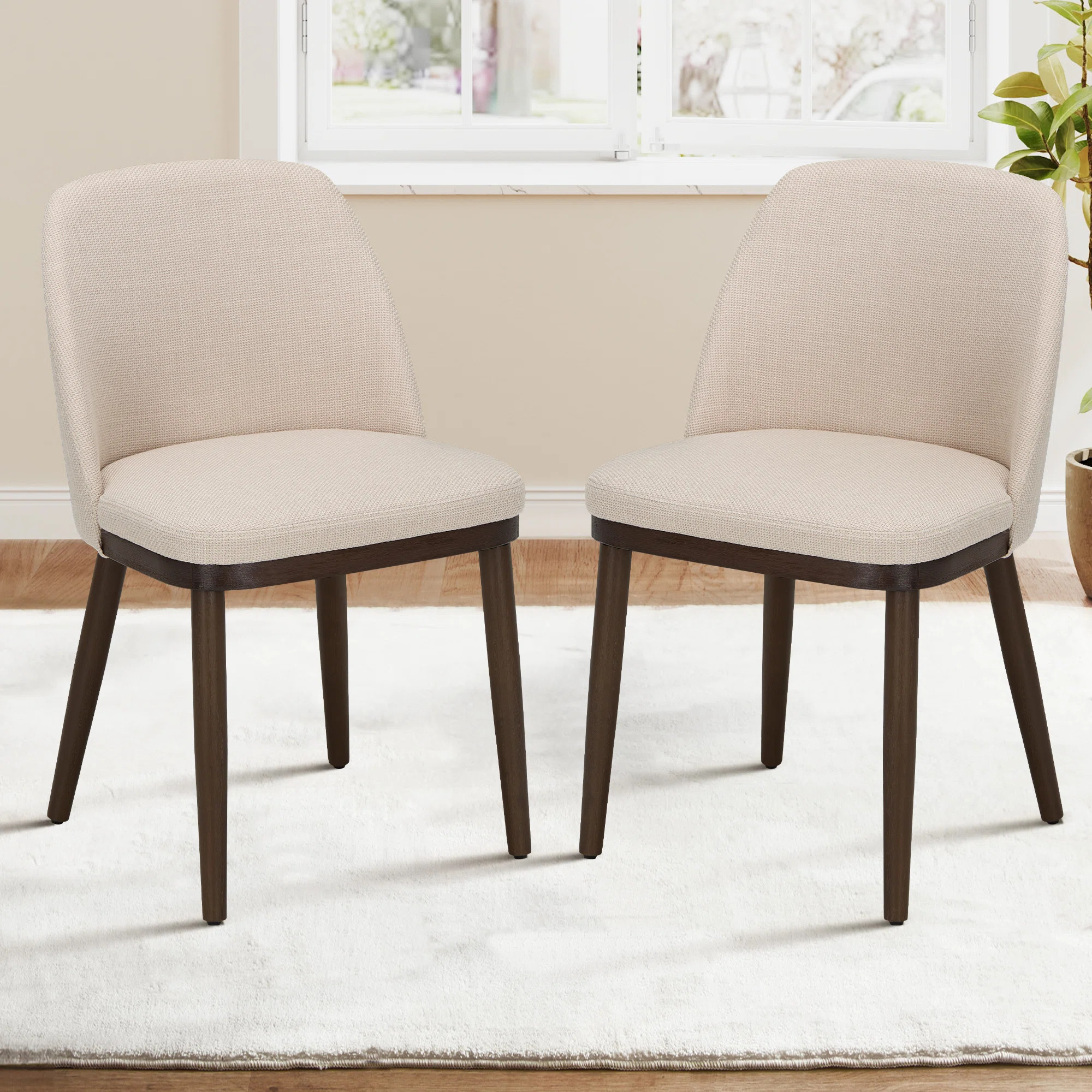 Upholstered Solid Wood Dining Chair (Set of 2) | Wayfair North America