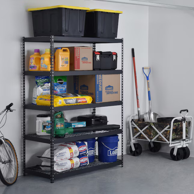 edsal Steel Heavy Duty 5-Tier Utility (48-in W x 24-in D x 72-in H), Black Lowes.com | Lowe's