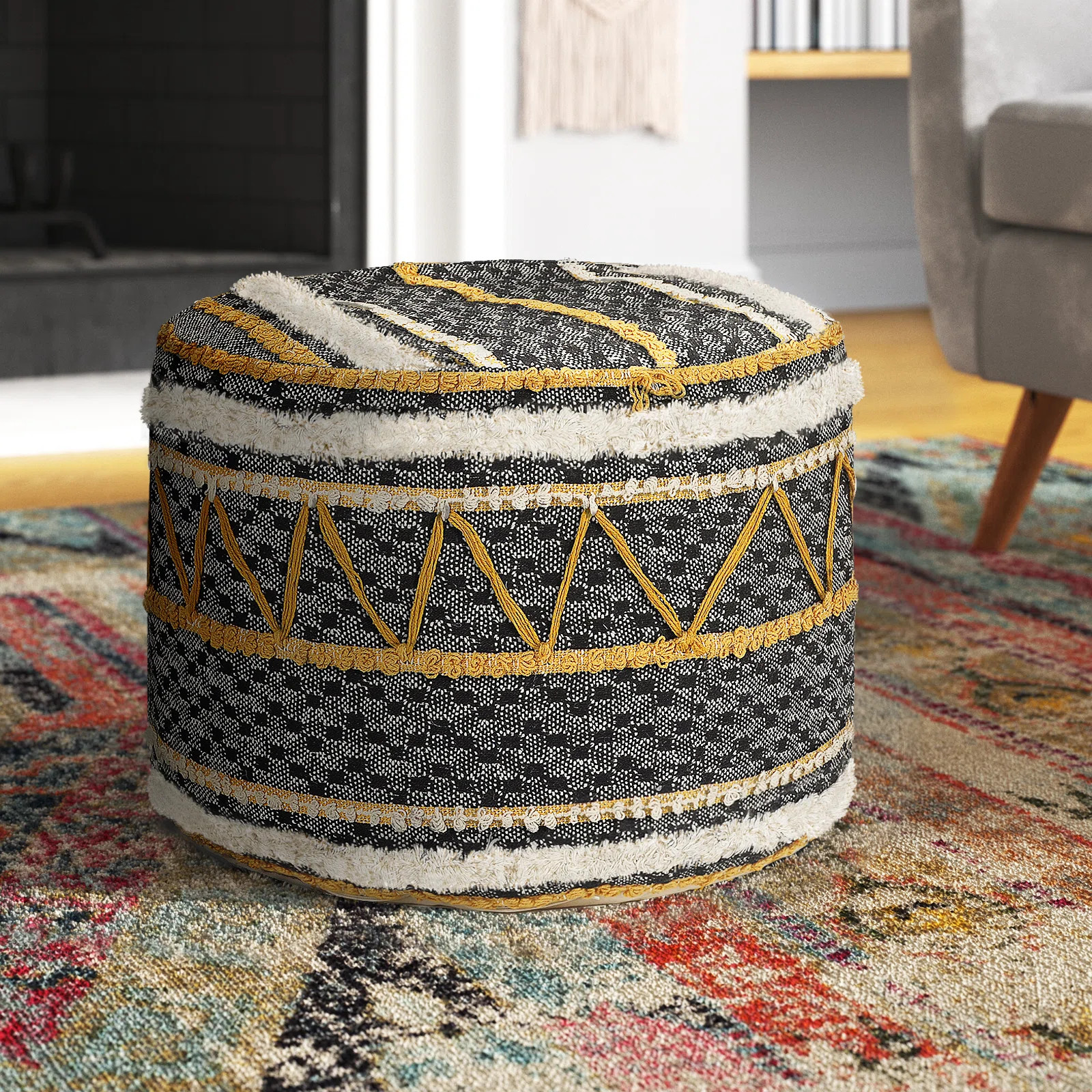 Lebo Handmade Cotton Upholstered Ottoman Pouf | Wayfair North America