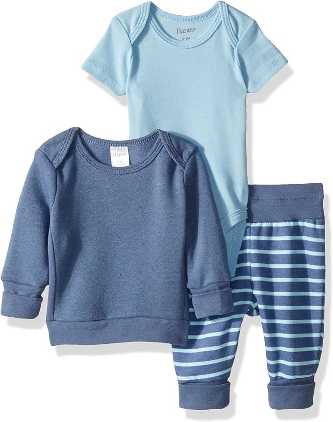 Hanes Boys' Ultimate Baby Flexy Fleece Jogger with Sweatshirt and Bodysuit Set | Amazon (US)