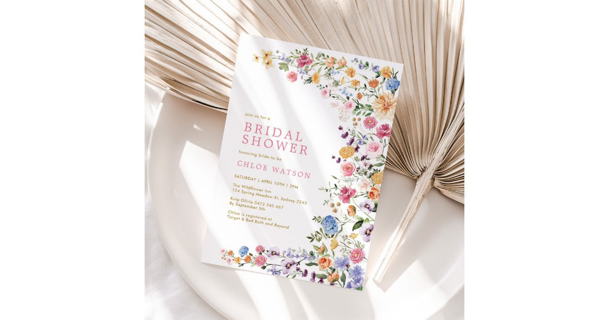 Pretty Wildflower Meadow Bridal Shower Invitation | Zazzle | Zazzle