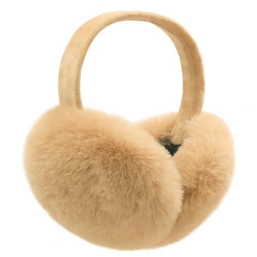 LCXSHYE Winter Ear muffs Faux Fur Warm Earmuffs Cute Foldable Outdoor Ear Warmers For Women Girls (Deep Khaki) | Amazon (US)