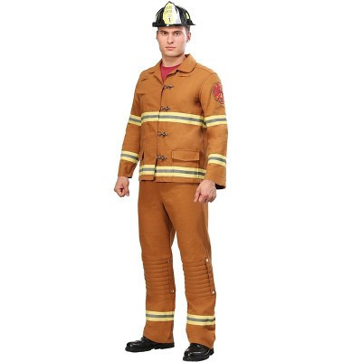 HalloweenCostumes.com Medium  Men  Firefighter Uniform Costume for Men, Yellow/Brown | Target