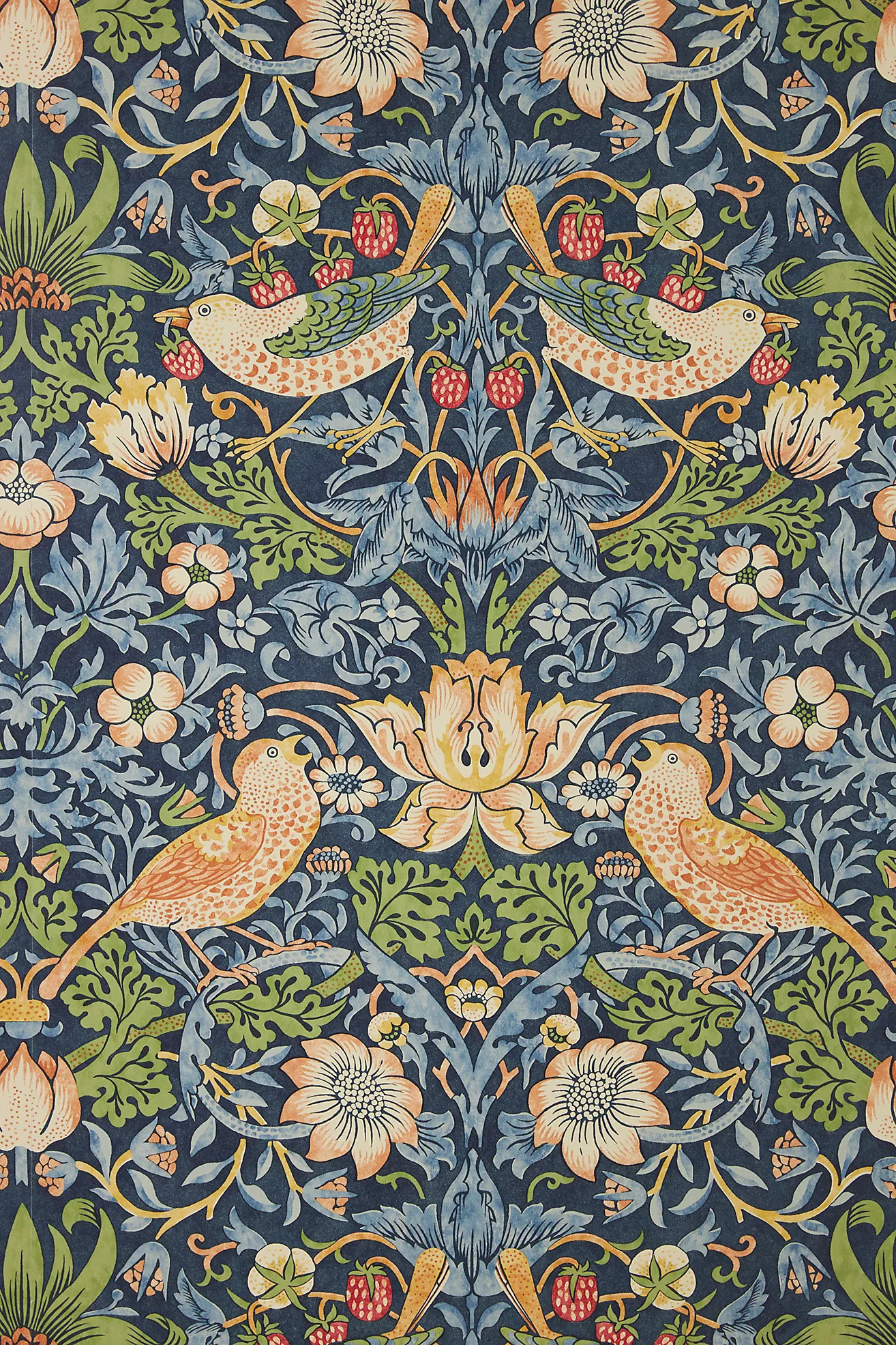 Morris & Co. Strawberry Thief Birds Wallpaper | Anthropologie (US)