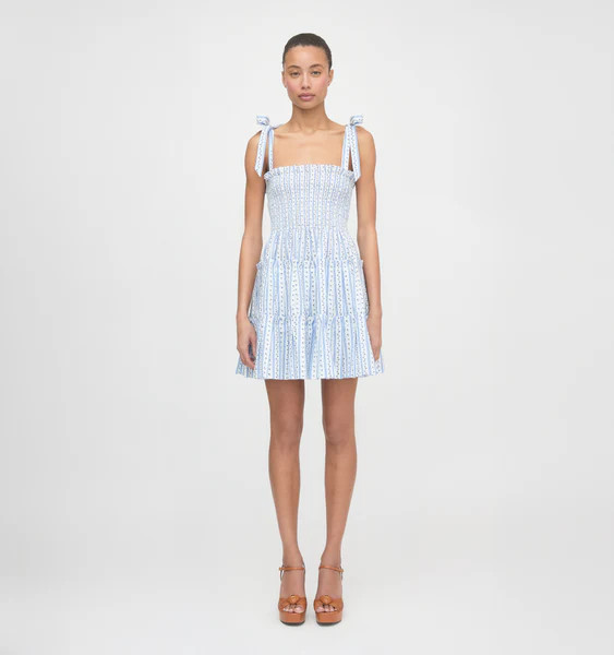 The Ribbon Charlotte Nap Dress - Blue Petal Stripe | Hill House Home US