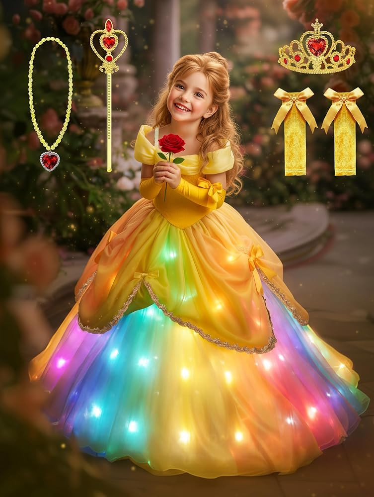 Princess Dress, Light Up Girls Halloween Costume for Toddler Kid Fairy Dress Up Clothes for Birth... | Amazon (US)