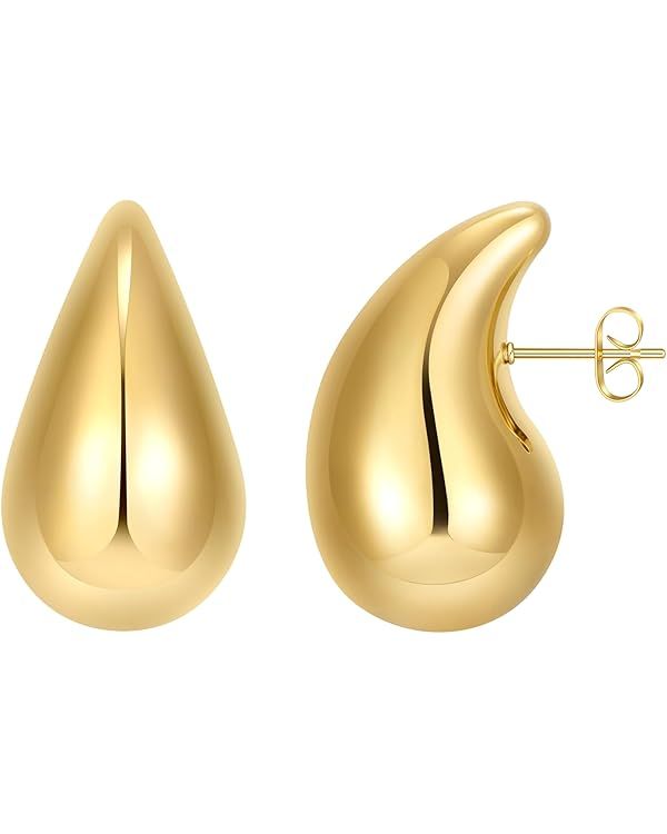 Tear Drop Earring Dupes Chunky Gold Hoop Earrings Dupes for Women Jewelry Tear Drop Silver Gold T... | Amazon (US)