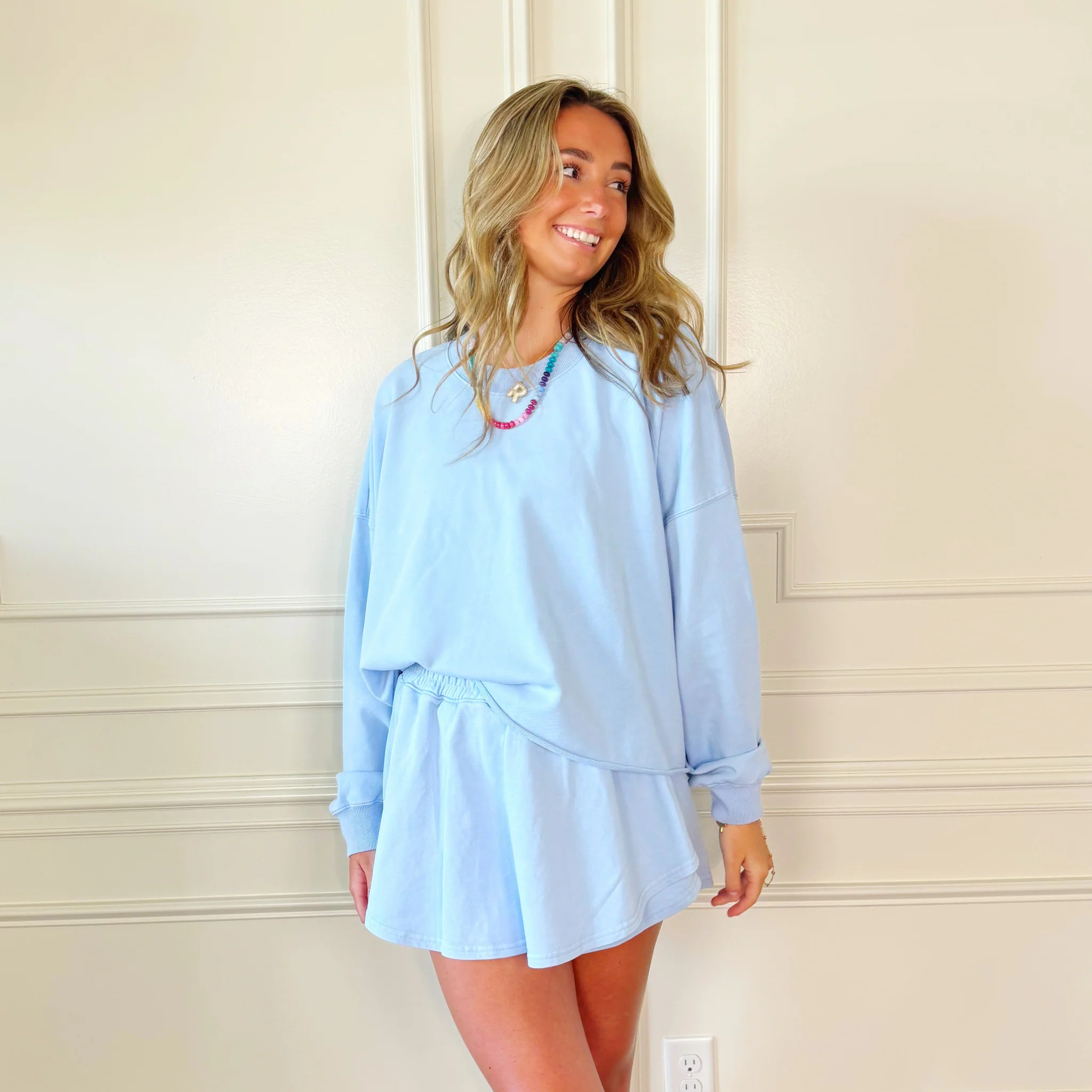 Powder Blue Long Sleeve Crop | Poppy & Pine