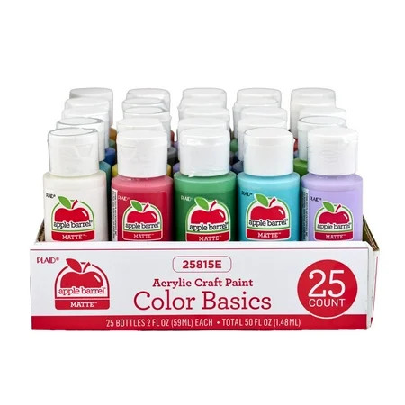 Apple Barrel Color Basics 2 fl oz Acrylic Craft Paint Set, Matte Finish, 25 Piece | Walmart (US)