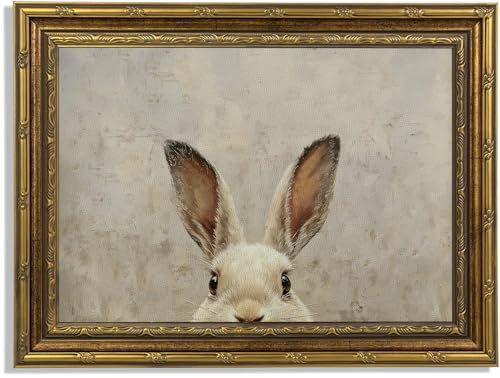 Funny Vintage Rabbit Wall Art Easter Bunny Painting Picture Wall Decor Animal Poster Print for Kids Room Living Room Bedroom Holiday Decoration 16x12in Unframed | Amazon (US)