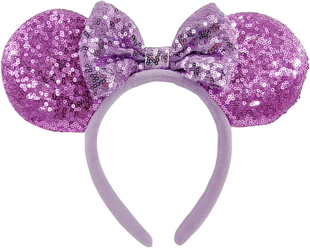 WW-WONDERFULWORLD Purple Mouse Ears Headbands With Bow & Snowflake & Girls Sequins, for Cartoon P... | Amazon (US)
