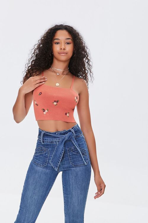 Floral Sweater-Knit Cropped Cami | Forever 21 (US)