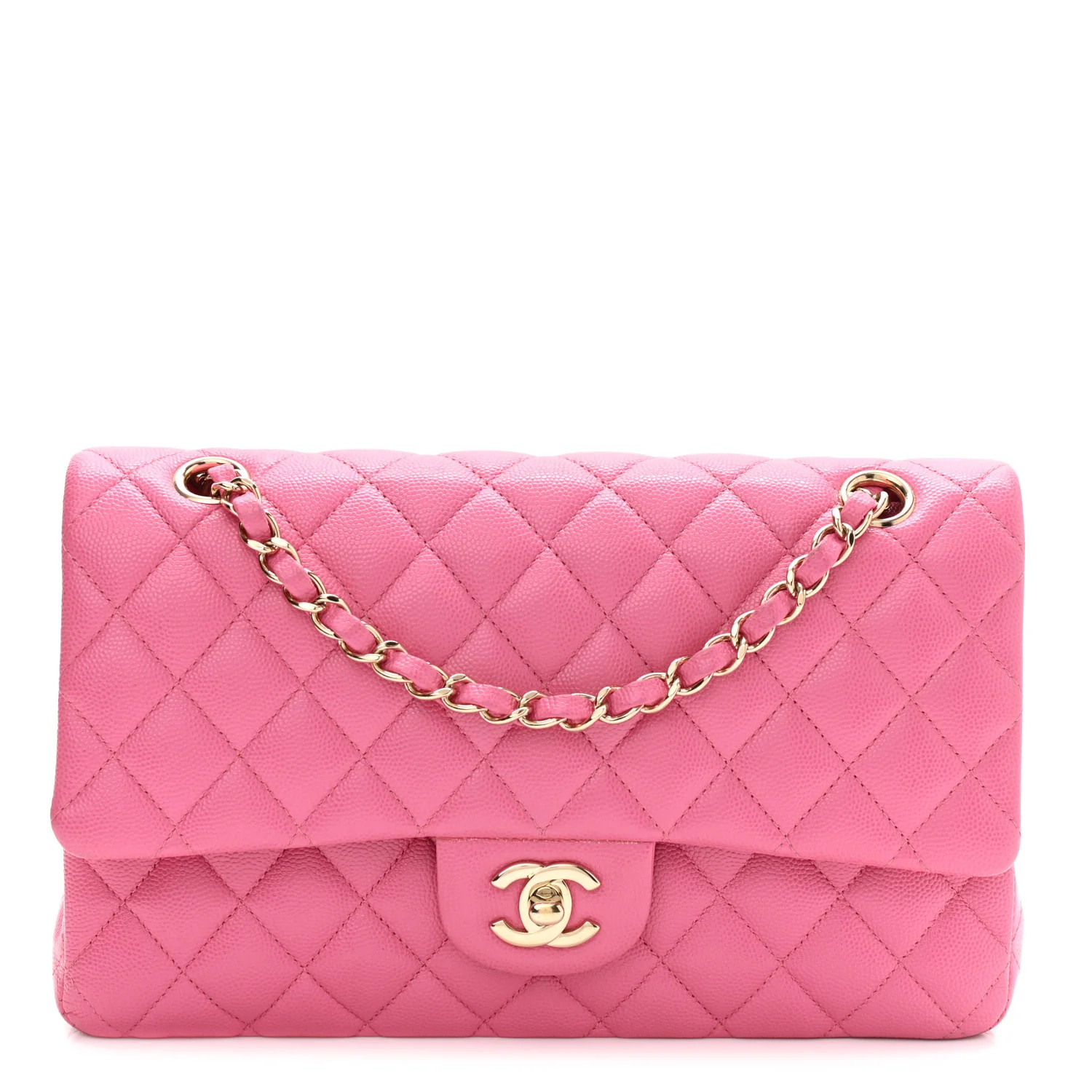 Caviar Quilted Medium Double Flap Pink | FASHIONPHILE (US)