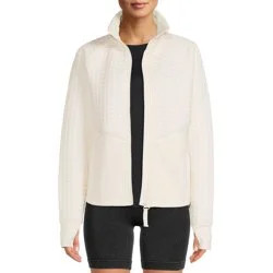 Avia Women's Full Zip Quilted Mixed Media Jacket With Thumbholes - Walmart.com | Walmart (US)