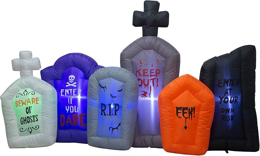 7.5 Foot Long Halloween Inflatable Tombstones Haunted House Prop LED Lights Decor Outdoor Indoor ... | Amazon (US)