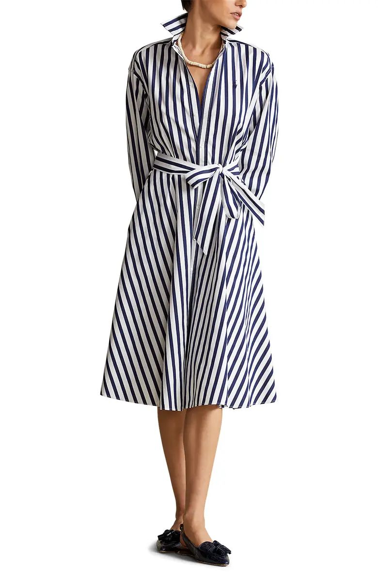 Ela Stripe Long Sleeve Cotton Shirtdress | Nordstrom