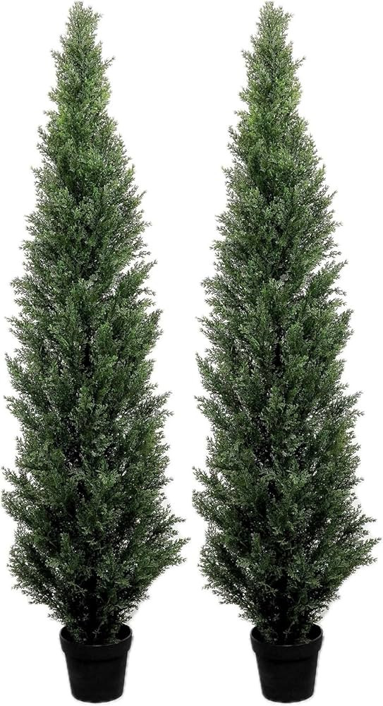 6 Foot Pre-Potted Evergreen Outdoor Artificial Cedar Tree Privacy Screen for Front Porch Decor, O... | Amazon (US)