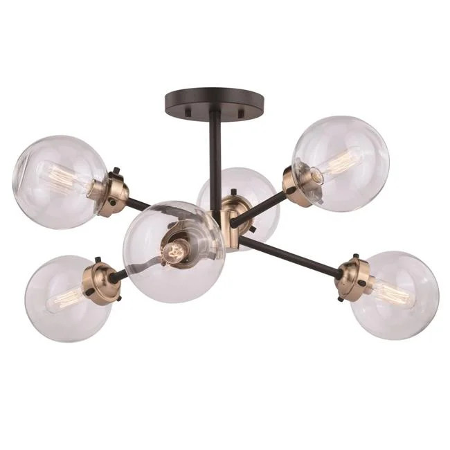 Vaxcel International C0193 25 in. Orbit Semi-Flush Mount in Muted Brass & Oil Rubbed Bronze | Walmart (US)