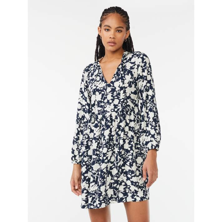 Free Assembly Women's Tie Neck Dress | Walmart (US)