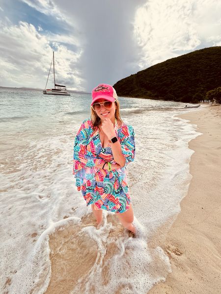 This LaBlanca swim cover up keeps you cool and has a flattering caftan style! Awesome beach outfit or travel outfit - and of course, the perfect cruise outfit! Runs short! #ltktravel

#LTKover40 #LTKswim #LTKtravel