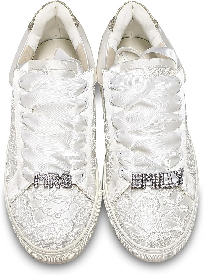 JIAJIA 8833 Wedding Shoes Bridal Sneakers Flats Bride Tennis Shoes Lace Sneakers - Personalized C... | Amazon (US)