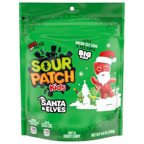 SOUR PATCH KIDS Santa & Elves Soft & Chewy Holiday Candy, 9.8 oz | Amazon (US)
