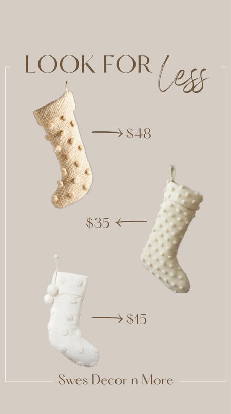 Looks for less…cream colored bauble stockings at 3 price points  

#LTKHoliday #LTKhome #LTKsalealert