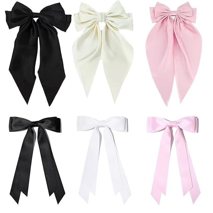 Hair Bows for Women: 6 Pcs Hair bow, 3 Pcs Big Hair Bows Long-tail & 3 Pcs Hair Ribbon Bow Hair C... | Amazon (US)
