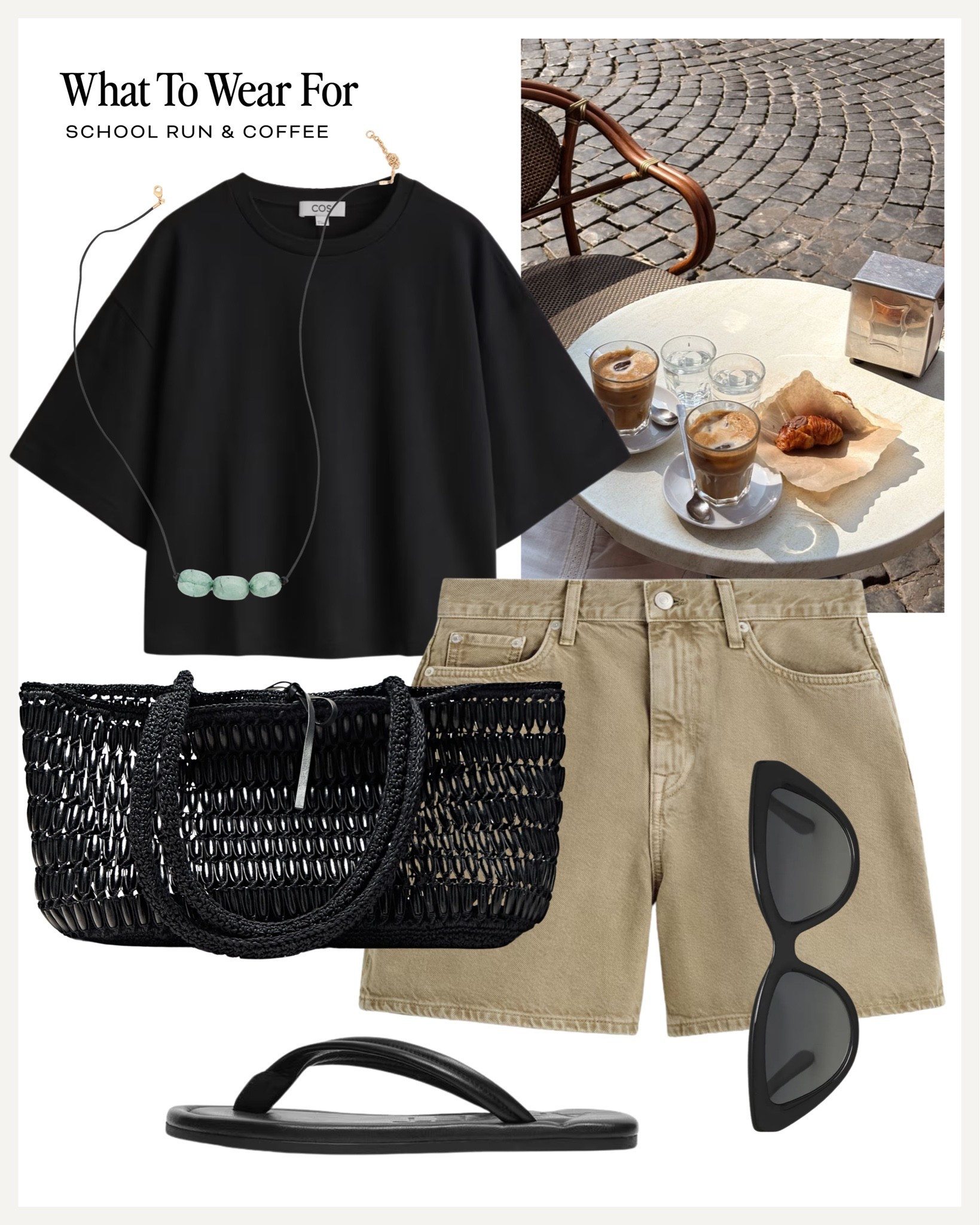 School run & coffee ☕️ 

Mum outfits, on the go looks, denim shorts, summer style, black tee, effortless style, summer fashion

#LTKsummer