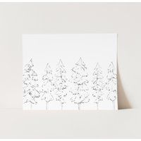 Christmas Tree Art Modern Minimalist Holiday Artwork Gray & White Wall Print Or Canvas | Etsy (US)