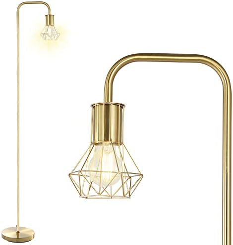Floor lamp, Industrial Floor Lamp, Standing Lamp with 6W LED Bulb, E26 Socket, On/Off Footswitch, Wh | Amazon (US)