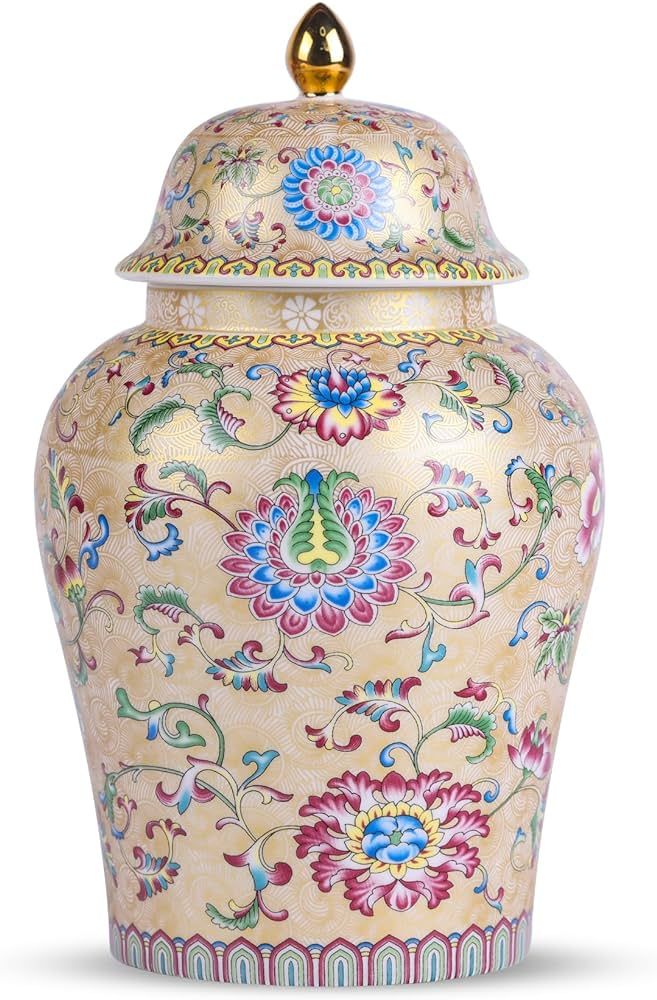 Elegaset Handcrafted Traditional Chinoiserie Blue and White Porcelain Ginger Jar with Lid - Decor... | Amazon (US)