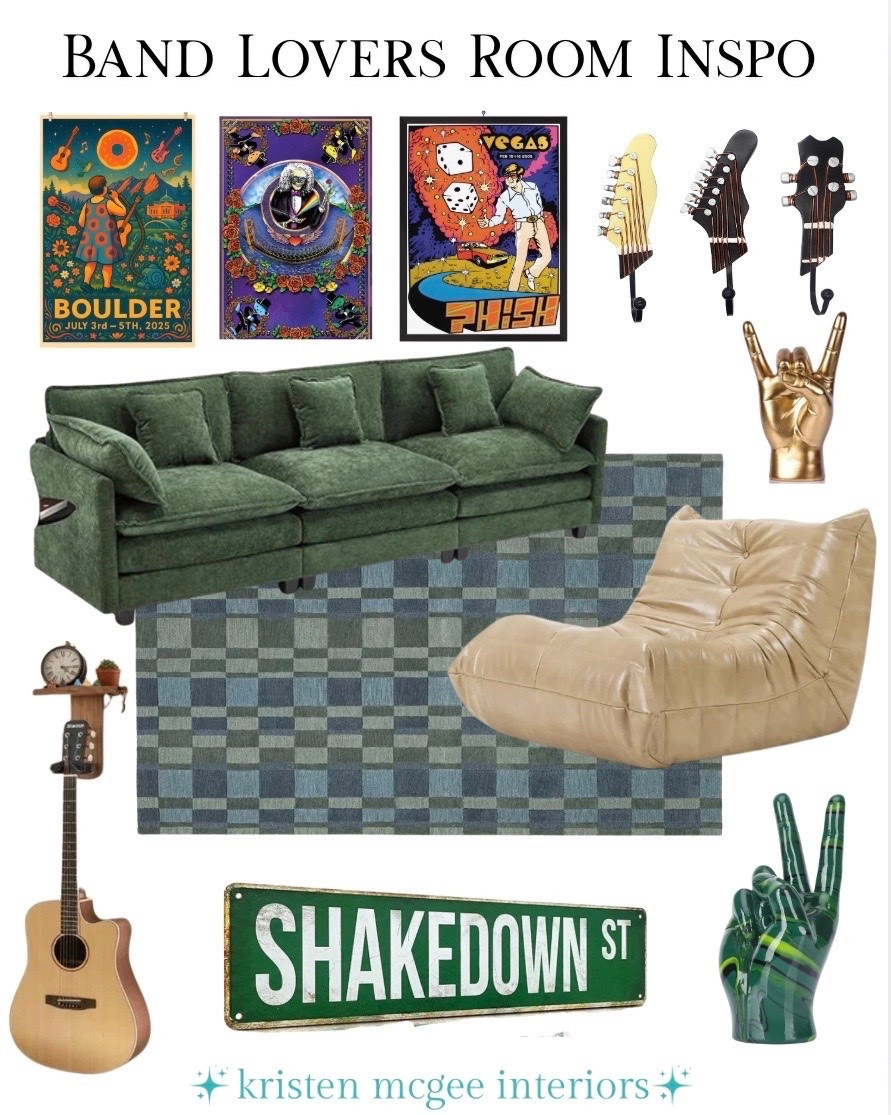 For the music lover who wants their space to feel as cool as their playlist! Vintage concert vibes, statement decor, and the perfect hangout spot for spinning records and daydreaming about the next show! 🎸✨🤩 #LTKcreator #LTKhome #LTKdiml