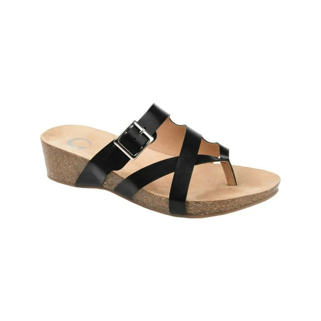 JOURNEE COLLECTION Womens Black 1/2" Platform Crossover Straps Buckle Strappy Comfort Madrid Roun... | Walmart (US)