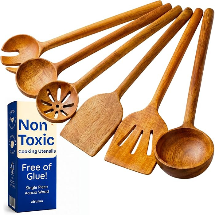 Non-Toxic Wooden Utensils Set, 6-Piece, Glue and Mineral Oil Free | Amazon (US)