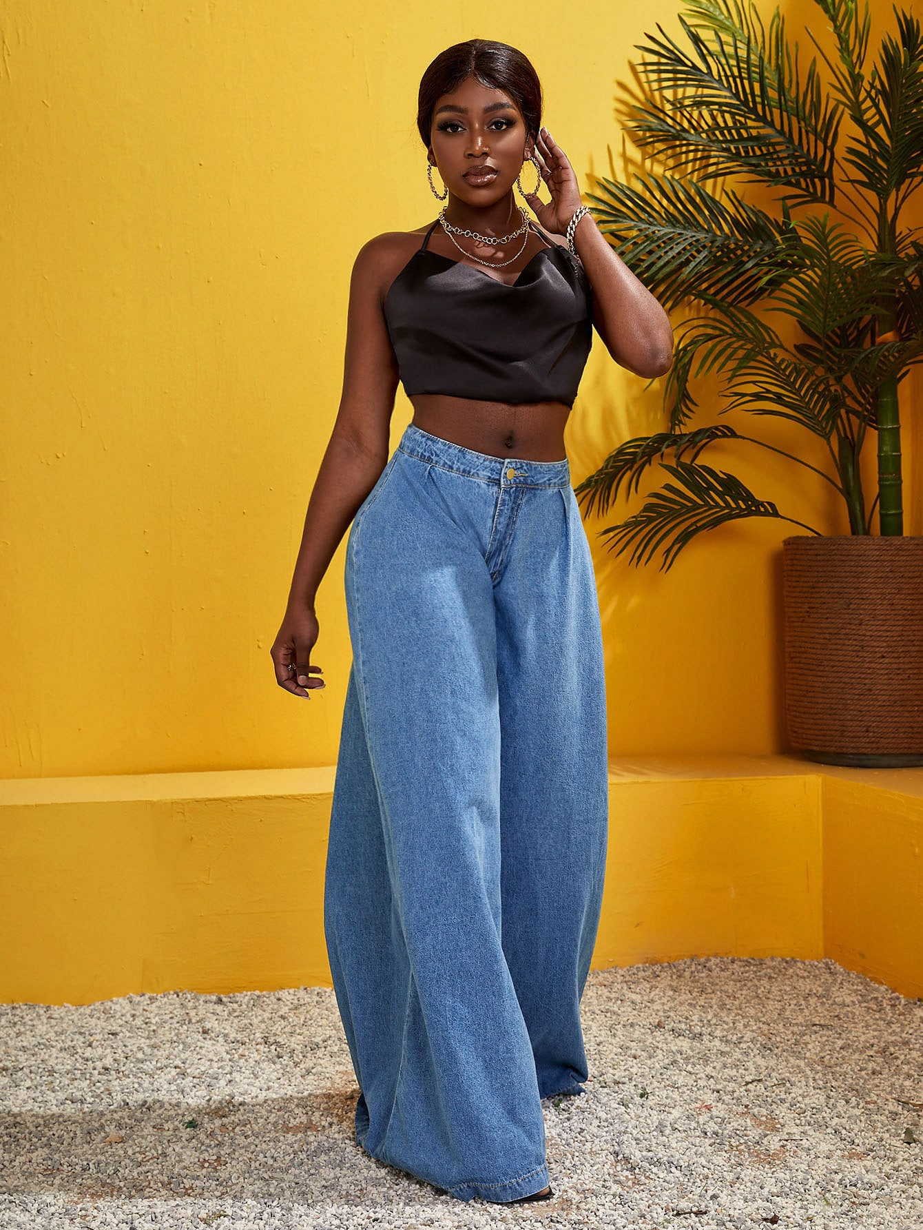 SHEIN SXY Zip Fly Wide Leg Jeans | SHEIN