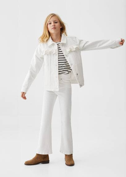 Frills denim jacket white - Kids - 10 - MANGO KIDS | MANGO (UK)