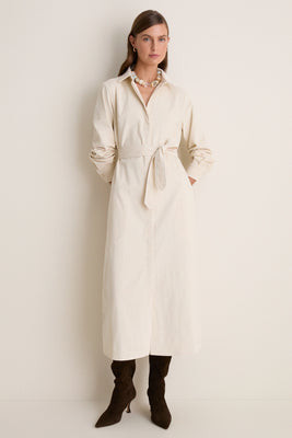 Cream Thin Wale Corduroy Tara Shirt Dress | Tuckernuck (US)