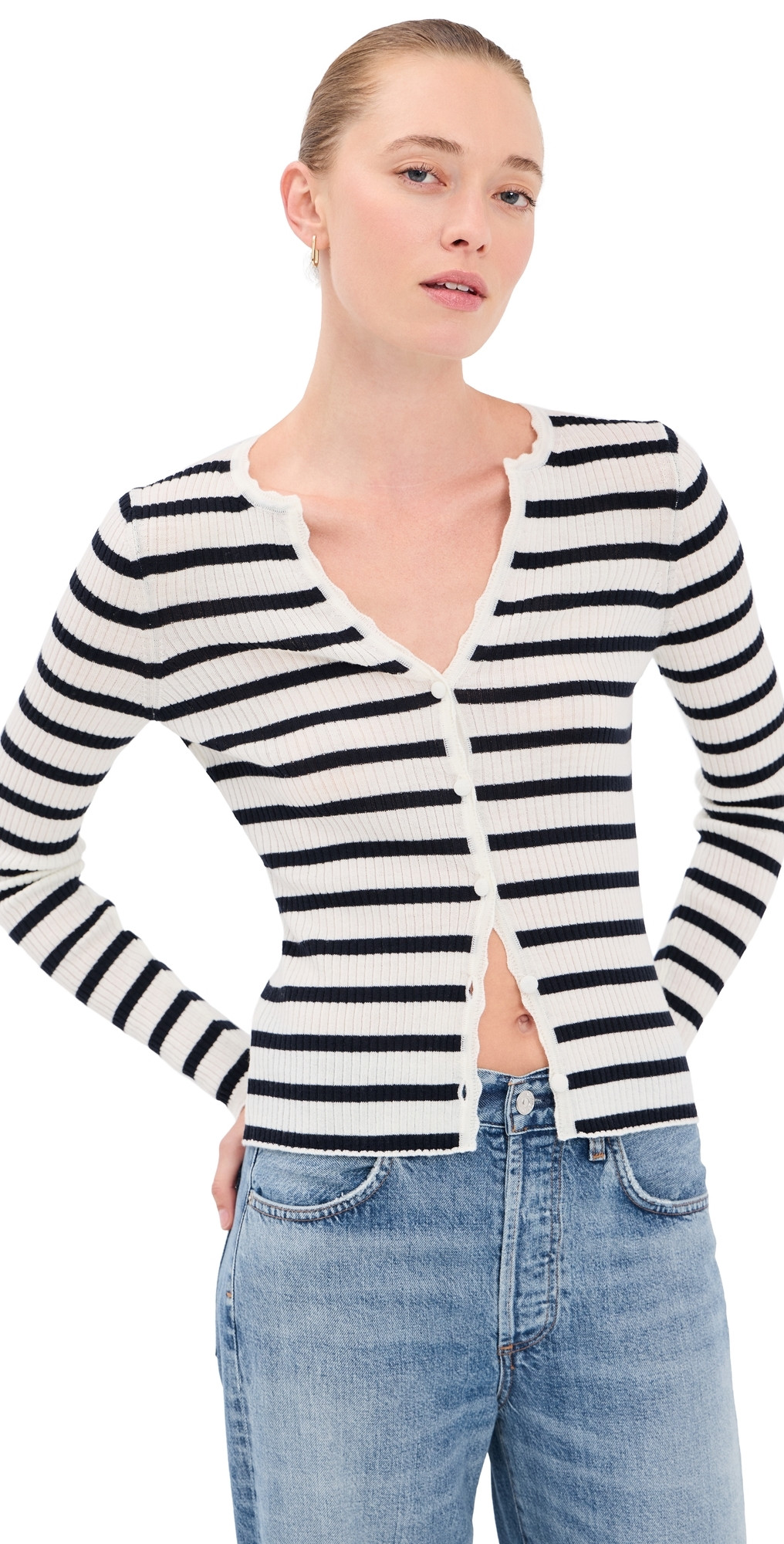 Veronica Beard Anwin Cardigan Dove/Navy L | Shopbop