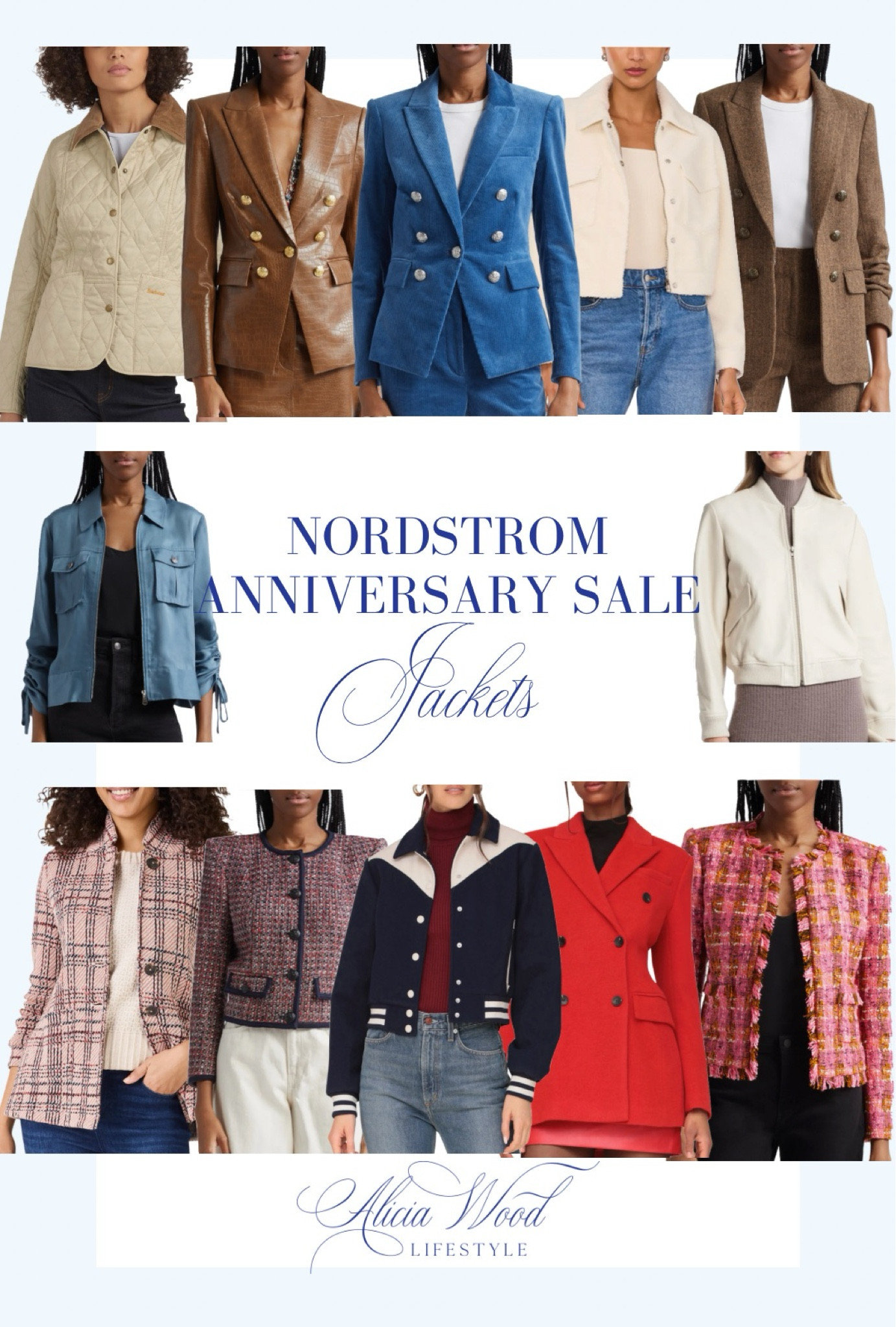 NORDSTROM ANNIVERSARY SALE 
JACKETS 

Veronica beard dickey jacket 
Faux shearling cropped jacket
Barbour quilted jacket
L’Agence tweed jacket 
Leather bomber 
Ruched sleeve denim jacket 
Red hourglass blazer
Plaid knit jacket
Veronica beard metallic tweed jacket 
Western bomber jacket 
Veronica beard cric effect blazer
Herringbone blazer 
#LTKSummerSales

#LTKxNSale #LTKOver40 #LTKStyleTip